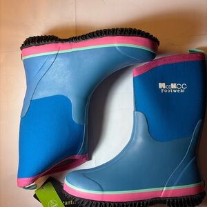 MCIKCC Kids Rubber Rain Boots Waterproof Solid Classic Pull On Snow Wellies Boot